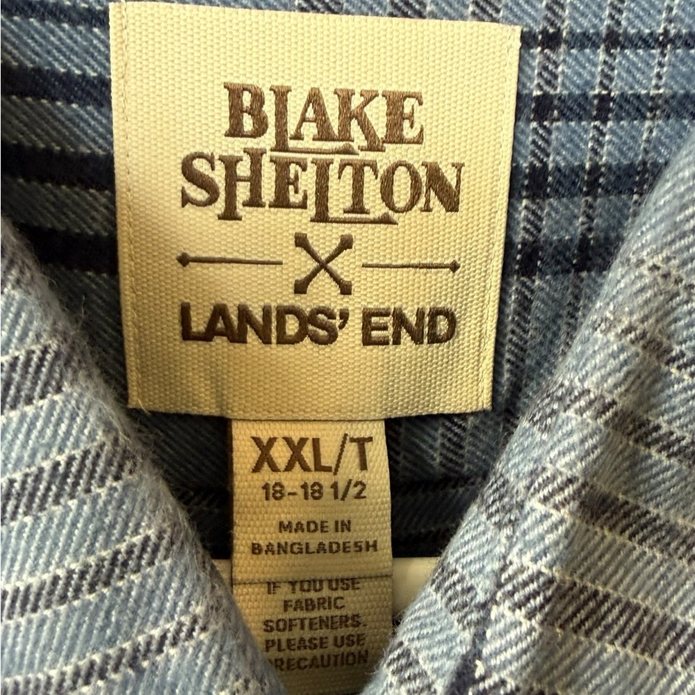Blake Shelton X Lands’ End Plaid Flannel Button-Down Shirts XXLT Lot 2 - Picture 6 of 15
